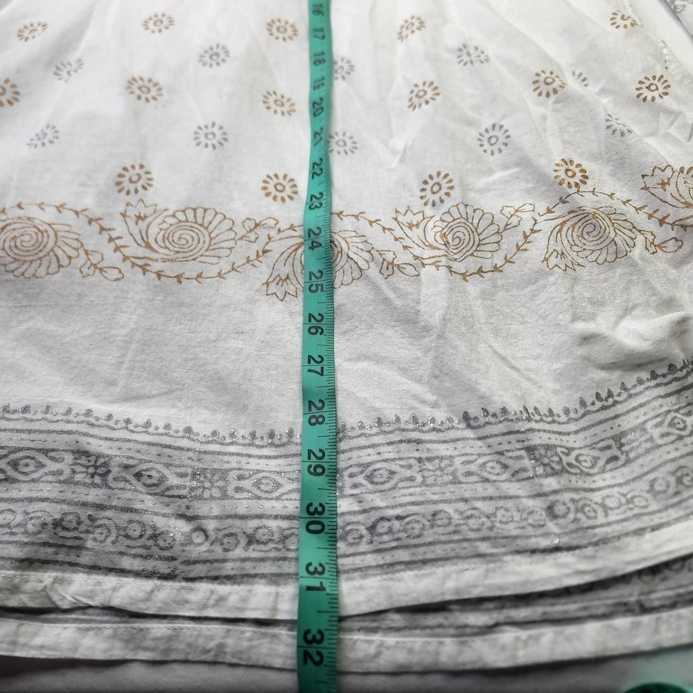 Peppermint Bay BOHO Medium White Flowy Cotton Top With Geometric Design - Picture 9 of 9